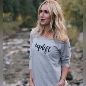 ZYIA Active “Uplift” gray French Terry sweatshirt size XS yoga top